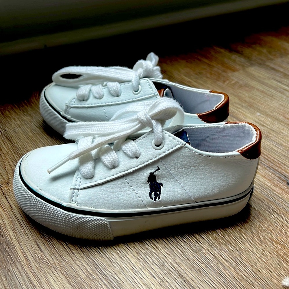 Ralph Lauren POLO white shoes; used once, pristine condition: Sz 7 baby toddler